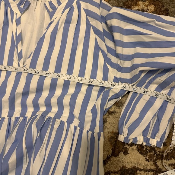 Tiered Popover Dress In Stiped Cotton Poplin - Picture 7 of 8